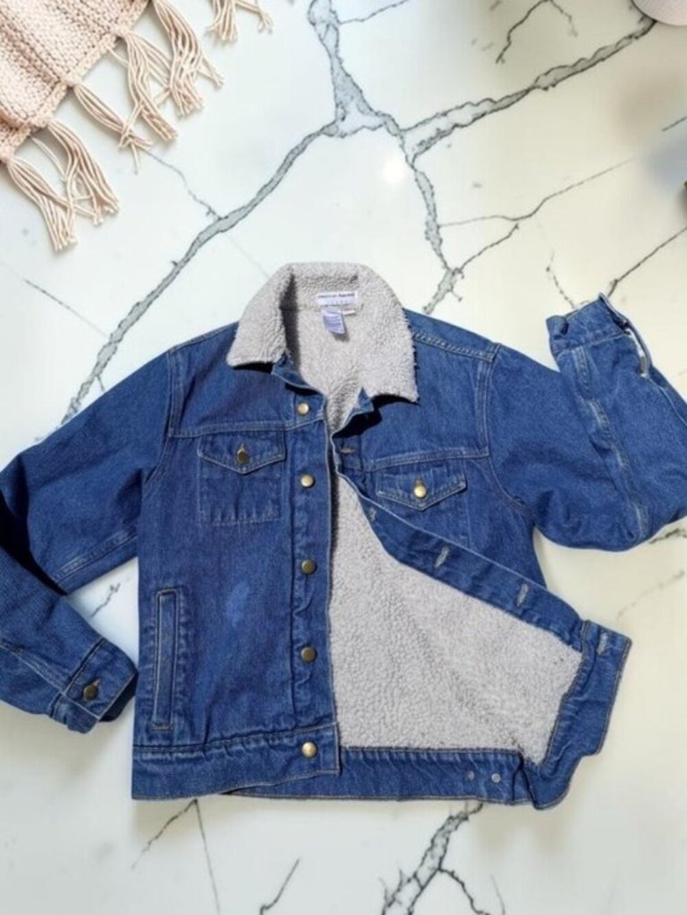 American Apparel Women's XS/S Oversized Sherpa Lined Jean Jacket Men's XS - Picture 1 of 10